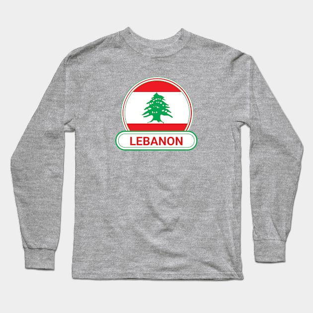 Lebanon Country Badge - Lebanon Flag Long Sleeve T-Shirt by Yesteeyear